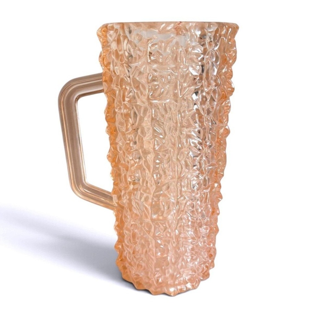 Vintage Rare Pink Cracked Ice Lucite Acrylic Pitcher William Bounds Grainware